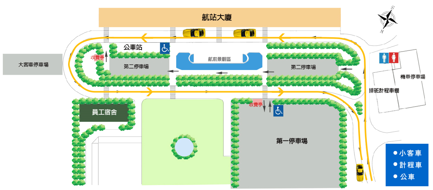 金門航空站停車場平面圖與交通動線圖-計程車